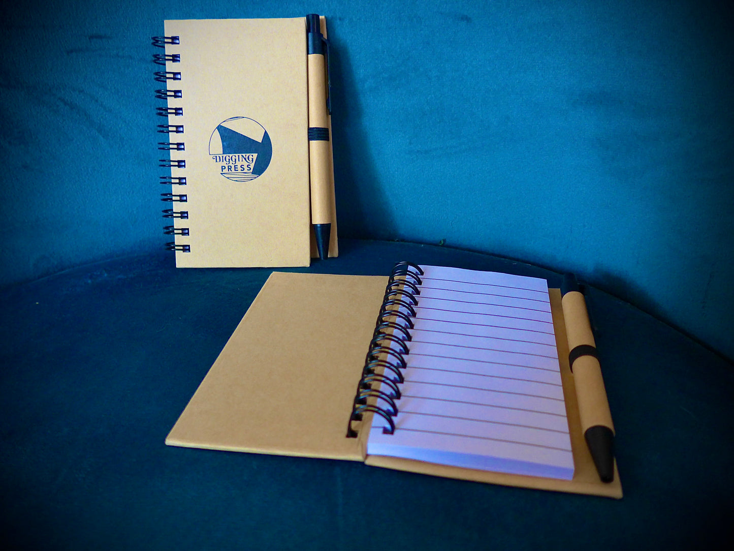 Mini Digging Press Spiral Notebooks with Black Ink Pens Set
